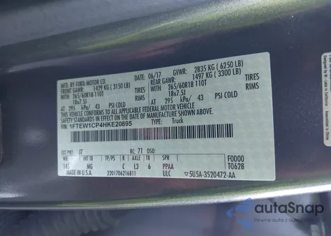 2017 Ford F-150 Xlt z USA, uszkodzony, nr VIN 1FTEW1CP4HKE20895